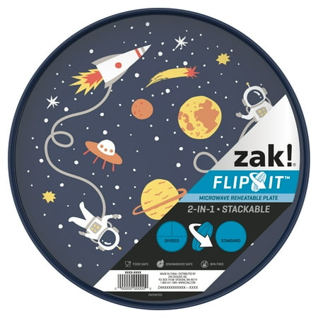 Zak Designs 9-inch Divided Flip-It Plate, Spaceships