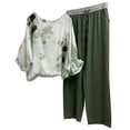 thumbnail image 2 of Babysbule Ensembles Lounge pour Femmes Liquidation T-Shirt à Col Rond Imprimé à Manches Longues à Enfiler Hauts + Pantalon Ensemble de Pantalons Survêtement Tenue d'Intérieur, 2 of 8