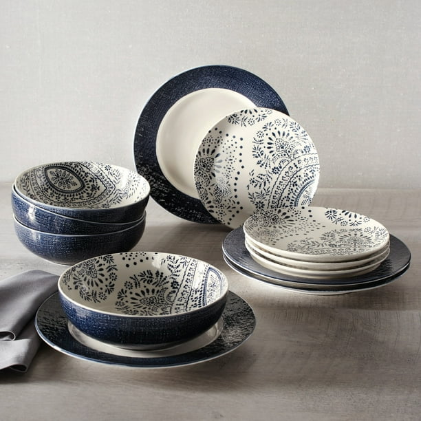 Better Homes & Gardens Lacey Blue and White Mix & Match Dinnerware Set