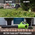 thumbnail image 2 of Greenworks 40V 120 MPH - 450 CFM Leaf Blower (Tool Only), 2 of 7