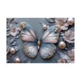 thumbnail image 5 of Mudket Framed Wall Art Ready to Hang, Blue Gray Pearl Butterfly Floral Wall Decor, Botanical Flower Canvas Print, Wall Pictures for Living Room Bedroom Office, for Home Decor - 12"L x 8"W, 5 of 10