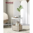 thumbnail image 2 of VASAGLE Table d'Extrémité, Table d'Appoint avec Panier en Tissu, Table de Nuit Moderne, Table de Chevet Carrée, pour Salon, Chambre, Blanc Mat et Brun Chameau, 2 of 7