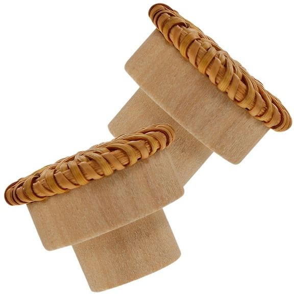 2 Pcs Solid Wood Handle Rattan Knobs Round Dresser Muebles Para El Dormitorio Vanity Desk Drawer Wooden