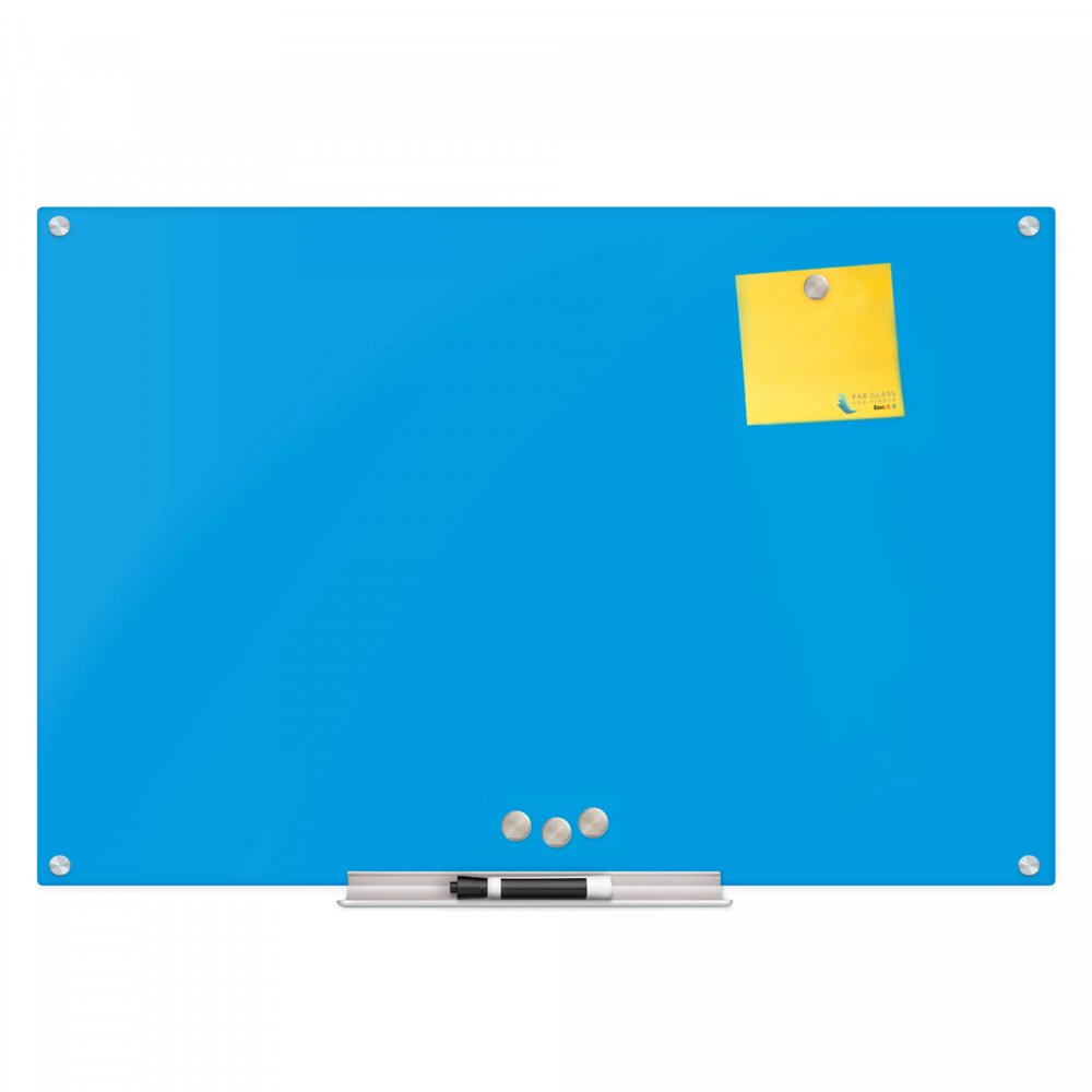Eraser Glass Board 36" X 48" Inches Eased Corners Light Blue