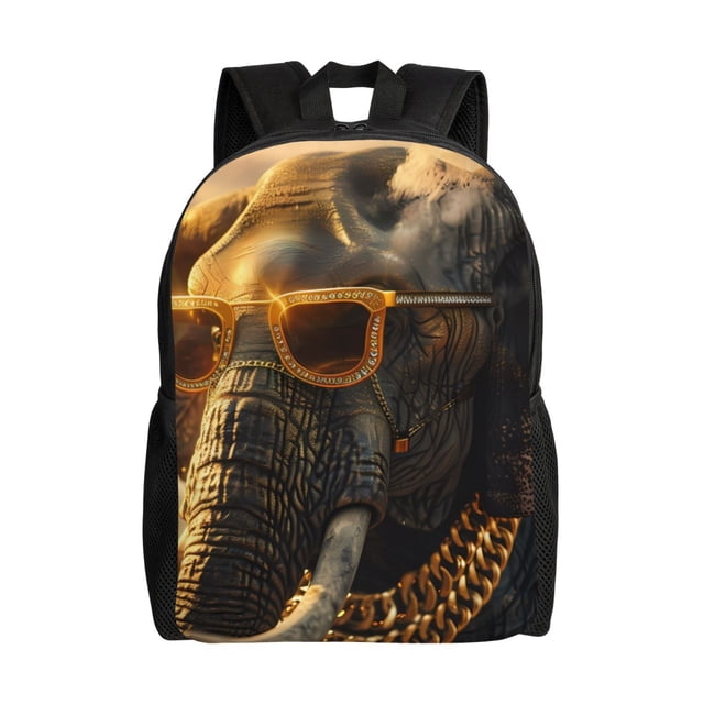 Disketp Cool Sunglasses Elephant Art Mochila Unisex de Apertura Lateral Completa, Mochila para Laptop para Escuela, Trabajo y Viajes