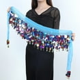 thumbnail image 3 of Prolriy Sequin Fringe Wrap Skirts for Women, Women's Carnival Sequin Tassel Waist Chain Hip Scarf Performance Belt Waist Cover Belts for Women Blue1, 3 of 3