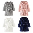 thumbnail image 3 of Gyratedream 1-6T Baby Girls Boys Solid Color Flannel Warm Hooded Bathrobe Sleepwear, 3 of 3