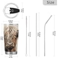 thumbnail image 3 of SKYSONIC Highland Cow Tumbler Stainless Steel Double Wall Vacuum Reusable Insulated Mug with Straw and Built-in Coaste for Cold and Hot Beverages, 20oz, 3 of 7