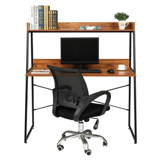 ZERDER Small Computer Desks with Power Outlet, Z-Shaped Home Office Desks  for Small Space, Compact Study Desk with Keyboard Tray and Casters,  Computer