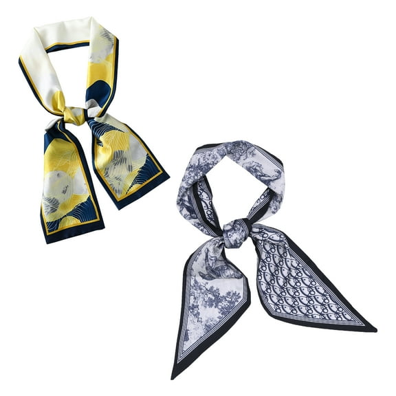 Curve Muse Long Neckerchief Pure Skinny Scarf Necktie Handbag Wrap Handle Belt-2 Pack-Pack A