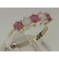 thumbnail image 2 of LBG British Made 10k White Gold Natural Pink Tourmaline & Opal October Birthstone Womens Eternity Ring - 33 size options - Size 4, 2 of 6