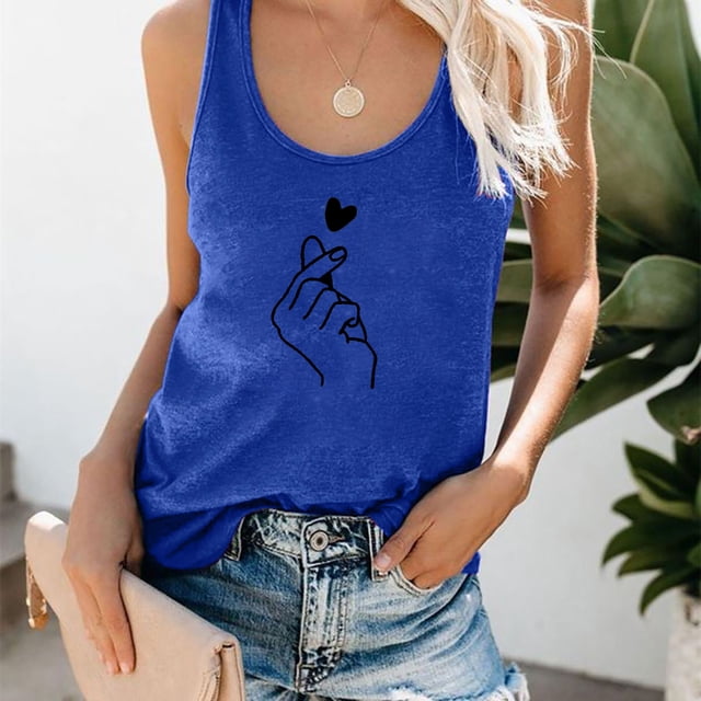 Boovnll Débardeurs pour Femmes, T-Shirt Sans Manches Décontracté à Col Rond Imprimé d'Été pour Femmes, Débardeur pour Femmes, Débardeurs, Débardeurs pour Femmes