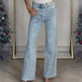 thumbnail image 3 of Jeans for Women High Waist Y2K Vintage Straight Leg Denim Pants Fashion Rhinestones Solid Casual Button Jeans Casual Stretchy Baggy Jeans with Pockets, 3 of 6