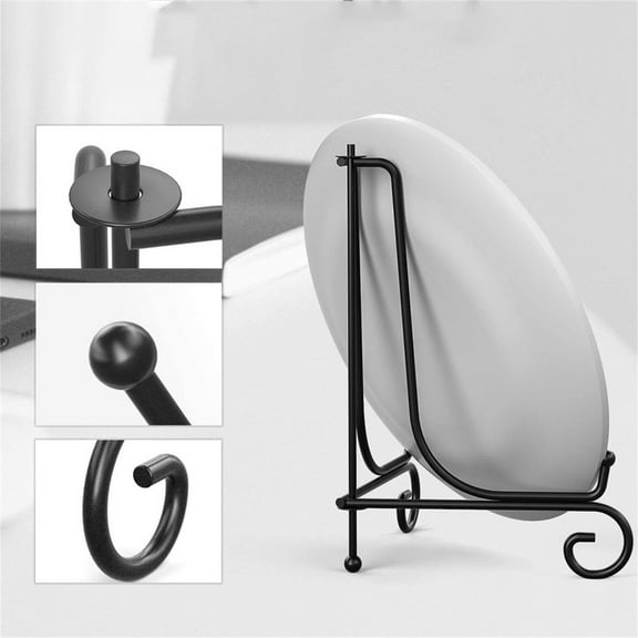 Hilingoto Clearance Foldable Tripod Iron Bracket European Style Simple Metal Ornaments Bracket, Foldable Tripod Art Bracket European Simple Decoration Bracket Tea Cake Photo Frame Plate Display Rack