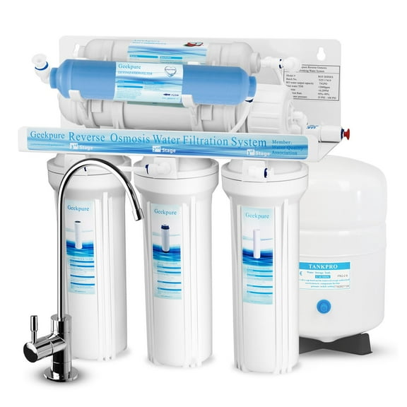 Geekpure 6 Stage Reverse Osmosis Water Filter System with Deionization Filter-75GPD