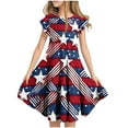thumbnail image 1 of LMKIHUSA Robe du 4 Juillet pour Enfants Imprimé Graphique Jour de l'Indépendance Robes Sans Manches Col Rond avec Poches Tenues Décontractées Été Robe Princesse Bleue, 10 Ans, 1 of 7