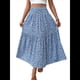 thumbnail image 2 of Falda Midi de Cintura Alta Elástica para Mujer, Informal, de Verano, , con Volantes, Estampado Floral, Corte A. Flor Azul S, 2 of 8
