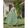 thumbnail image 5 of IDOPIP Embroidery Flower Girl Lace Tutu Dress for Kids Wedding Pageant Birthday Party First Communion Dresses Princess Bridesmaid Ball Maxi Gown 11-12 Years Green, 5 of 7