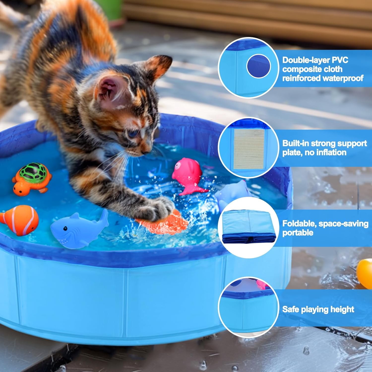 Interactive Cat Water Mat with Fish Toy, Self Play Aqua Toys for Bored Indoor Cats, Stimulating Enrichment Toys for Cats & Ferrets, Portable Cat Water Pool-B(2Set)