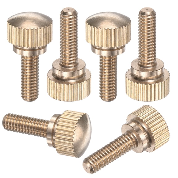 Uxcell 6-Pack Knurled Thumb Screws, M4x12mm Solid Brass Flat Head Knobs Bolts with Shoulder Grip Fasteners