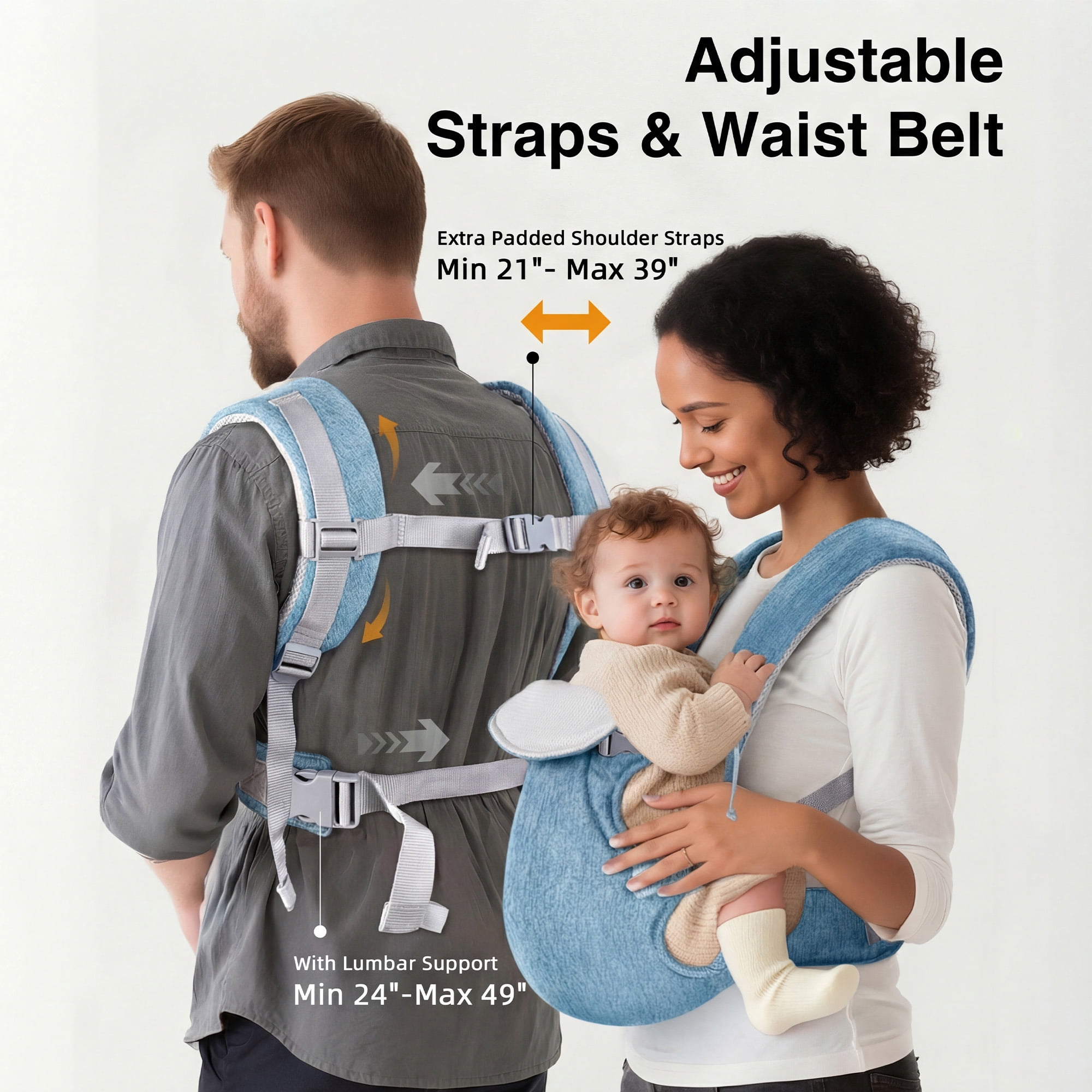 RUPOUN Baby Carrier, Convertible Soft & Cool Baby Carrier, 4-Position, Blue, for Child, Infant, Newborn