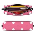 thumbnail image 2 of Naloa Dots On Rose Red Background Leather Pencil Case, Makeup Pouch, Zipper Pouch for Daily Essentials, Storage Organizer, Cosmetics and Stationary Bag, 2 of 7
