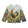 thumbnail image 5 of Xixirimido Butterfly Rooster Vibrant Daisy Printed Girls Casual Tunic Tops Tie-hem Long Sleeve Loose Soft Blouse T-Shirt Cute Graphic Girls Shirts, Size 5-6, 5 of 7