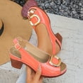 thumbnail image 2 of THDHVS Women's Sandals,Casual Shoes for Women,Summer Solid Color Chunky Heel Sandals with Cutout Design and Open Toe Comfortable Orange, 2 of 8