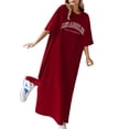 thumbnail image 1 of Vestido holgado informal de verano con estampado floral para mujer: vestido largo tipo camiseta de manga corta, ligero y versátil, 1 of 4