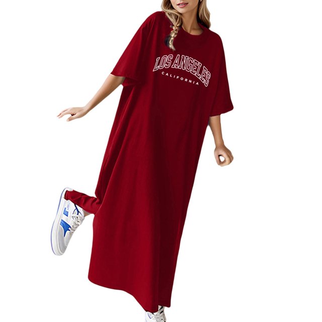 Vestido holgado informal de verano con estampado floral para mujer: vestido largo tipo camiseta de manga corta, ligero y versátil
