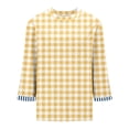 thumbnail image 6 of Lenpel Women's Tops 3/4 Length Sleeve Plus Size Crew Neck Plaid T Shirts Loose Tunic Blouses Soft Casual Tees(Yellow,X-Large), 6 of 6