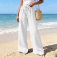 thumbnail image 6 of BUIGTTKLOP Palazzo Pants for Women Drawstring High Waisted Lounge Pants Straight Wide Leg Loose Fitted Summer Beach Trousers, 6 of 6