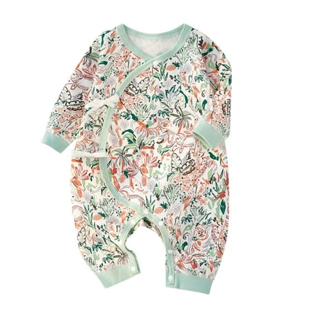 

REORIAFEE Girls Jumpsuits Long Sleeve Onesies Crewneck Cotton Rompers Front Knot Jumpsuit Bodysuits Cute Graphic Overall Size 59 Green