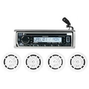 Kenwood KMR-D375BT Marine Bluetooth CD Player USB Receiver+(4) 6.5" Speakers