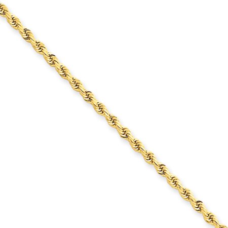 - 2.25mm 14k Yellow Gold Diamond Cut Solid Rope Chain Bracelet
