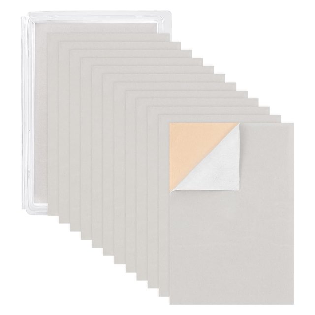 20 hojas adhesivas de tela de terciopelo (gris claro), tamaño A4 (8,3" x 11,8"), autoadhesivas, duraderas, multiusos, ideales para proyectos de manualidades.