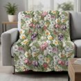 thumbnail image 2 of Sage Green Botanical Blanket Soft Cozy Warm Throw Blanket for Couch, Plush Fuzzy Flannel Fleece Blankets for Sofa, Spring Floral Summer Botanical Vintage Bed Blankets Gifts for Men, 50"x60", 2 of 9
