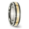 thumbnail image 4 of Auriga Fine Jewelry Titanium Antiqued and Brushed with 14K Gold Inlay 6 mm Grooved Band for Women Size 9.5, 4 of 6
