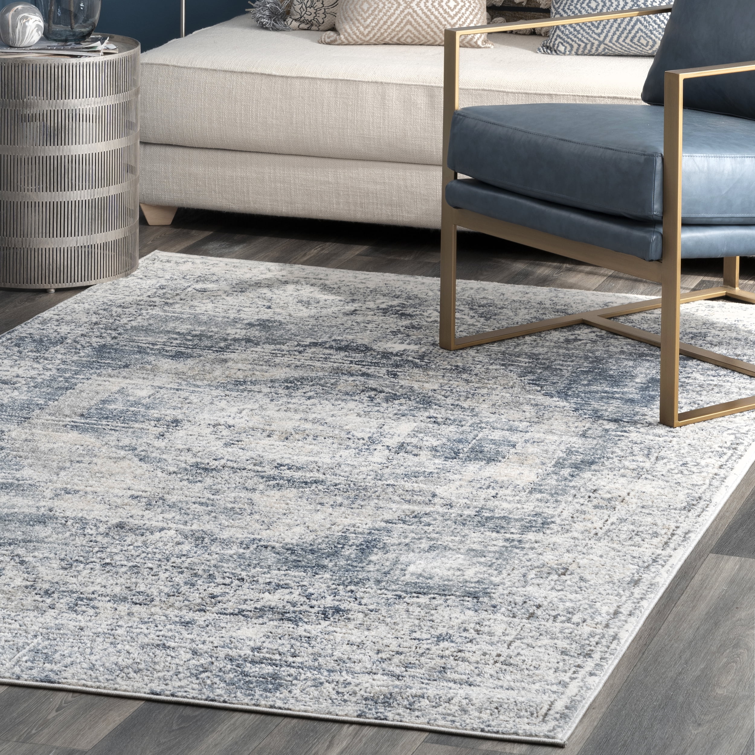 nuLOOM Matisse Distressed Vintage Area Rug, 6' 7" x 9', Blue