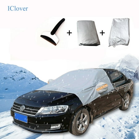 Car Windshield Snow Cover with Ice Scraper,iClover Snow Ice Protector Sun Shield Shade Huge Size Fits Any Car, Truck, SUV, Van or Automobile - Keeps Ice & Snow Off Exterior Auto Snow Windshield (Best Way To Get Ice Off Your Car)