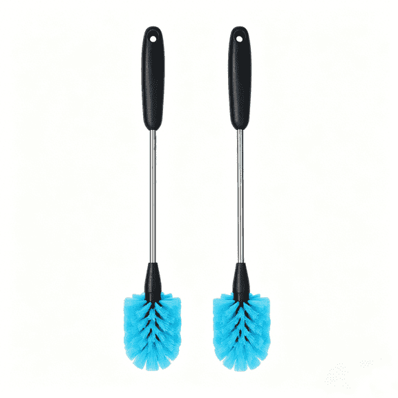 PLERISE 2-Pack Stainless Steel Water Bottle Brush, 15 Inch Long Handle Scrubbing Brush for Baby Bottles, Cups, Mugs, Wine Decanters and Flasks