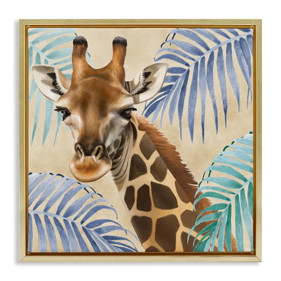 Stupell Industries Bohemian Giraffe & Tropical Palms Gold Floating Frame Canvas Art, 25 x 25, by Lucca Sheppard