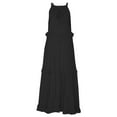 thumbnail image 4 of Mohiass Solid Color Halter Ruffle Maxi Dress for Women Sleeveless Casual 2024 Ruched Long Dress Black L, 4 of 9