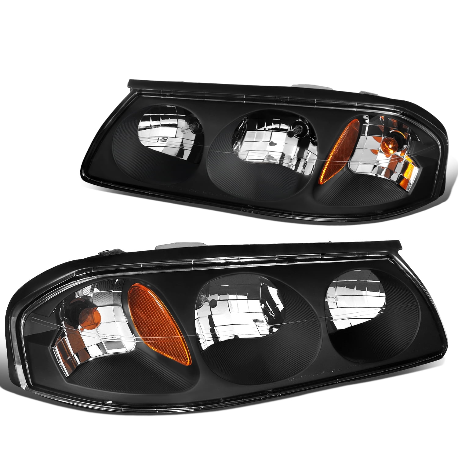 Pair of Black Housing Amber Corner Headlight Assembly Lamps Replacement for Chevy Impala 8th Gen 00-05 