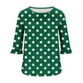thumbnail image 7 of ShiShine Womens Polka Dot 3/4 Ruffle Sleeve Blouse Crewneck Ruched Shirts Casual Loose Tops, 7 of 7