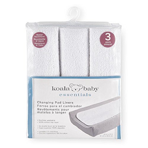 KOALA BABY ESSENTIALS 3 PACK TERRY CHANGING PAD LINERS