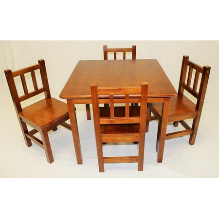 Ehemco Kids Table And 4 Chairs Set Solid Hard Wood Dark Oak Ehemco Kids Table And 4 Chairs Set Solid Hard Wood Dark Oak