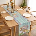 thumbnail image 3 of Happy Easter Table Runner 70 Inches Long Farmhouse Dress Scarves, Spring Easter Eggs Bunny Floral Teal Wood Dining Tablerunner for Coffee Table/Kitchen Island/Party Décor, 13" x 70", 3 of 8