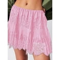 thumbnail image 4 of Women'S Y2k Half Slip Skirt Low Rise Pleated Ruffle LaceTrim Skirt Layered Flowy Short Skirts Underskirt Pink XL, 4 of 5