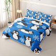 thumbnail image 3 of Erosebridal Cheerful Penguin Quilt Full for Boys Men, Ice Snowflake Print Full Bedspread Sets, Royal Blue, 3pcs, 3 of 7